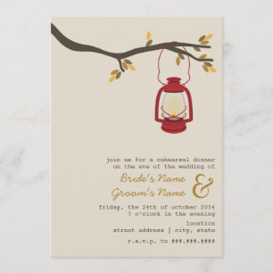 Invitación Cena de camping rojo en otoño