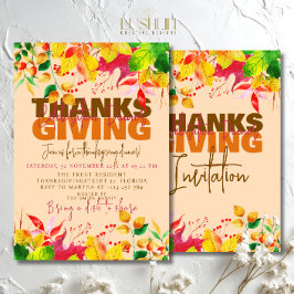 Invitación Cena de Celebración de Acción de Gracias Cosecha d