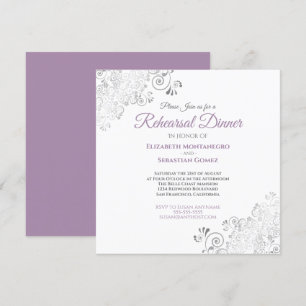 Invitación Cena de Cena Elegante de Boda Gris Morado