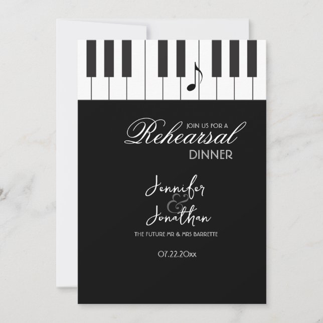 Invitación Cena de Cenas de Cosas de Piano para Músicos Creat (Anverso)