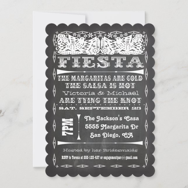 Invitación Cena de Chalkboard Mexicana de Fiesta (Anverso)