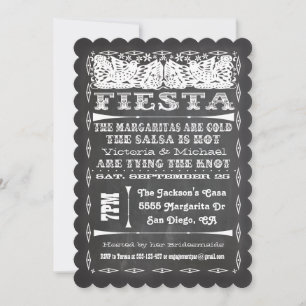 Invitación Cena de Chalkboard Mexicana de Fiesta