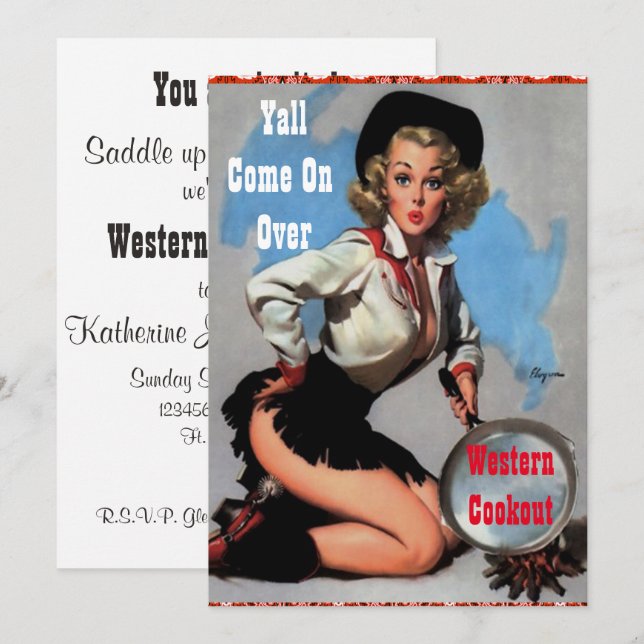 Invitación Cena de Cocina Fiesta Occidental (Anverso / Reverso)