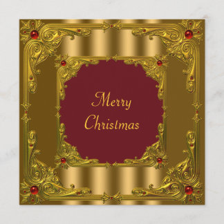 Invitación Cena de cóctel navideño de rojo y dorado