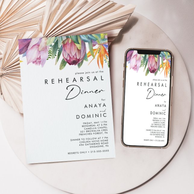 Invitación Cena de coloridos ensayos tropicales florales (Subido por el creador)