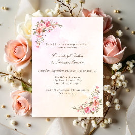 Invitación Cena de compromiso Coral Florales Acuarela