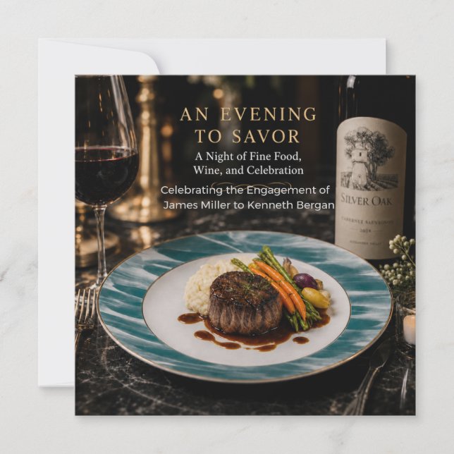 Invitación Cena de compromiso de alta cocina moderna (Anverso)