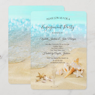 Invitación Cena de compromiso de conchas de playa en copa de 
