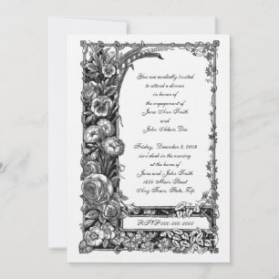 Invitación Cena de compromiso de flores de Victoria