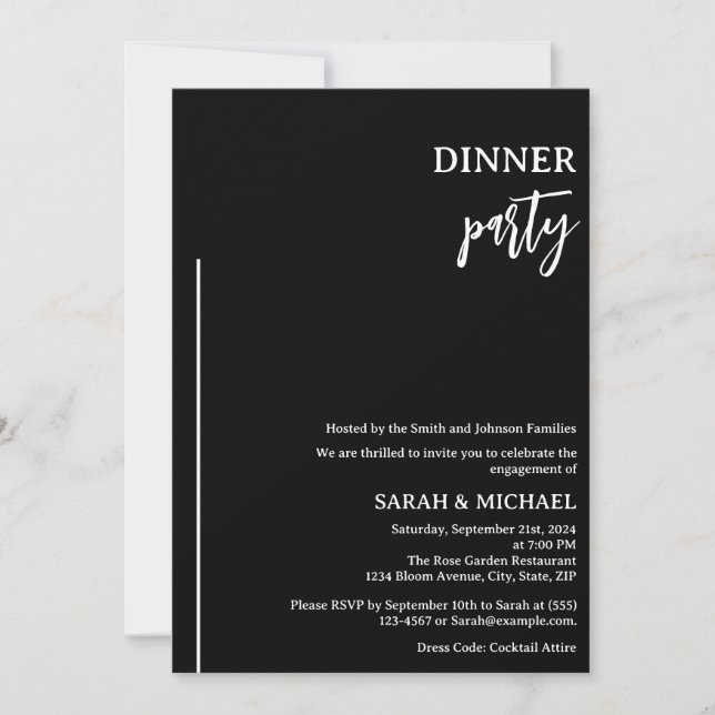 Invitación Cena de compromiso elegante (Anverso)