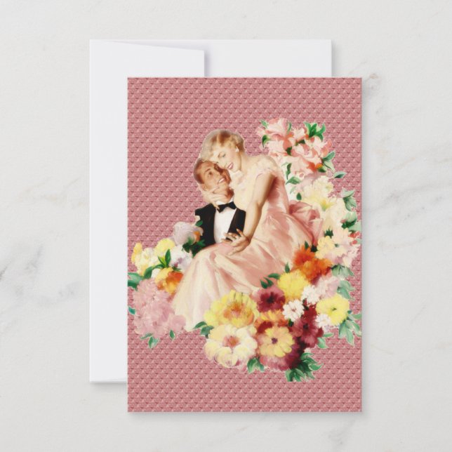 Invitación Cena de compromiso retro de los años 1950 V2 (Anverso)