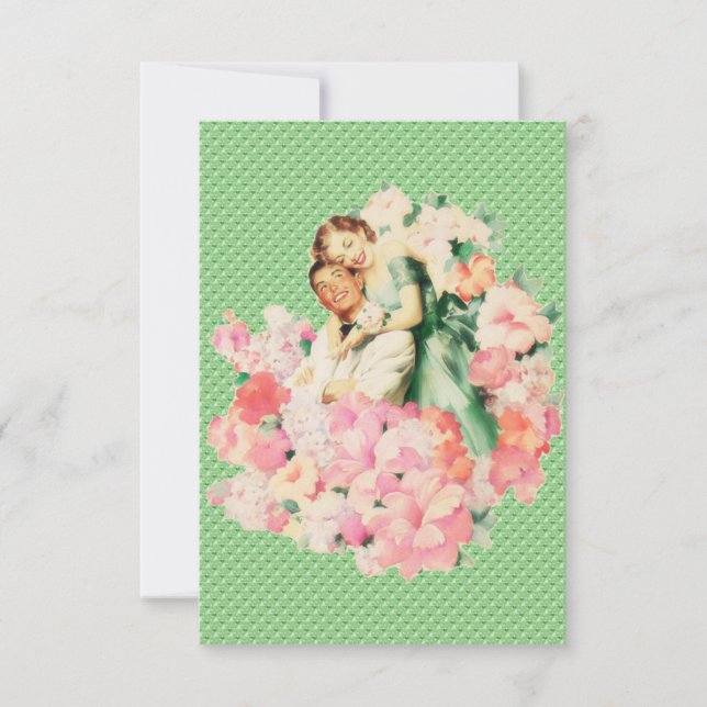 Invitación Cena de compromiso retro de los años 50 (Anverso)