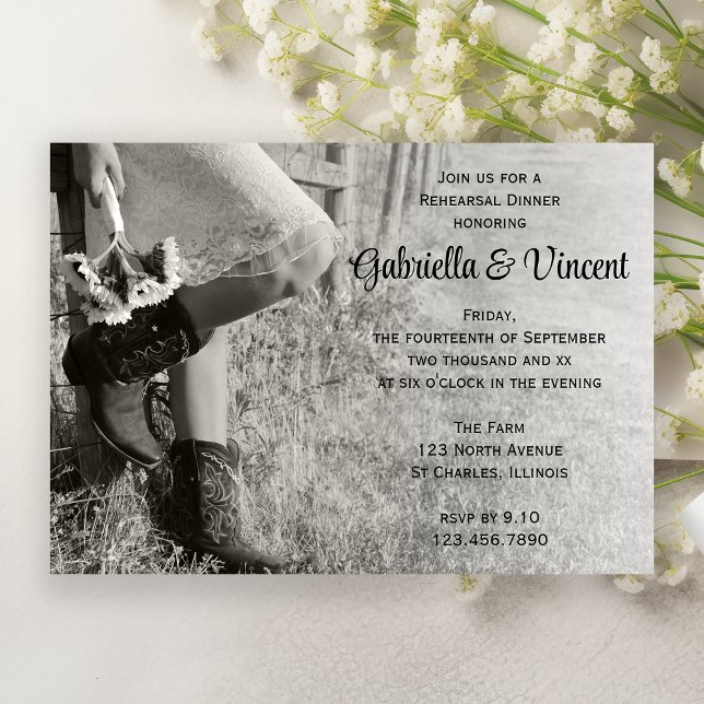 Invitación Cena de Cowgirl y Sunflowers Country (Subido por el creador)