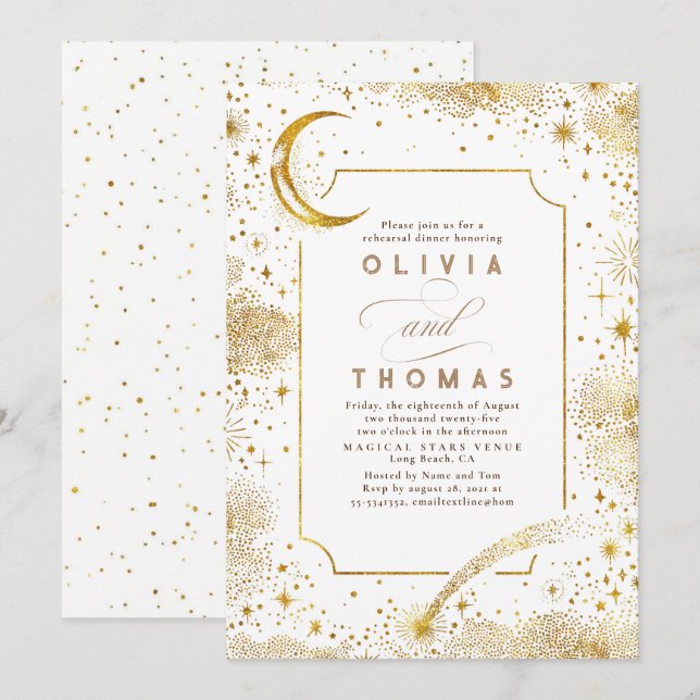 Invitación Cena de Crescent Moon de Starry Night Sky (Anverso / Reverso)