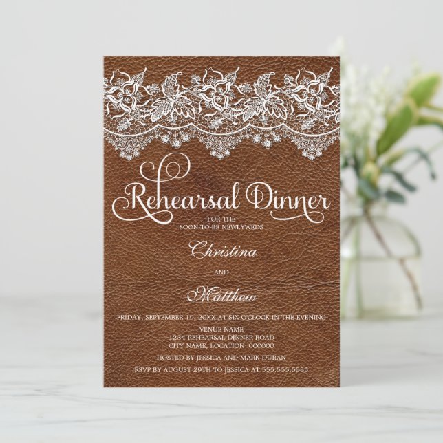 Invitación Cena de cuero y luce (Anverso de pie)