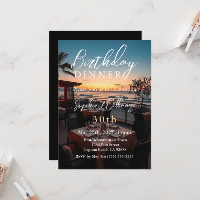 Invitación Cena de cumpleaños (Anverso/Reverso In Situ)