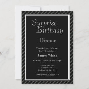 Invitación Cena de cumpleaños 30 de Black & White Surprise