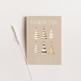 Invitación Cena de cumpleaños beige con Gorras