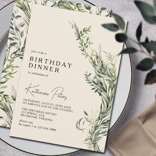 Invitación Cena de cumpleaños botánica de Moda de marfil en C