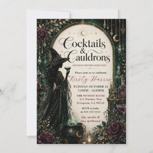 Invitación Cena de cumpleaños Cócteles y Calderos