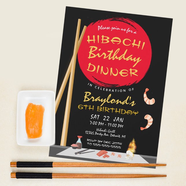 Invitación Cena de cumpleaños con Hibachi Fiesta Hibachi (Subido por el creador)
