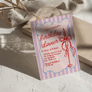 Invitación Cena de cumpleaños de Candle Candle con Coquette d