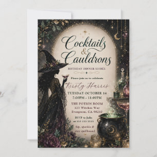 Invitación Cena de Cumpleaños de Cócteles y Calderos Soirée