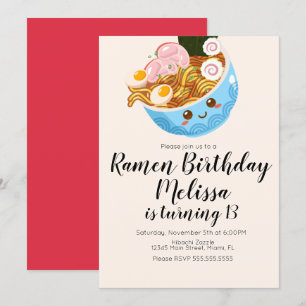 Invitación Cena de cumpleaños de Cute Pho Oriental Ramen