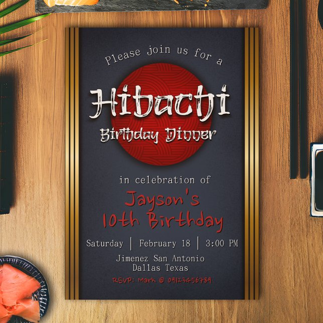 Invitación Cena de cumpleaños de Hibachi (Hibachi Birthday Dinner Invitation)