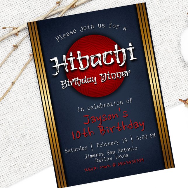 Invitación Cena de cumpleaños de Hibachi (Subido por el creador)