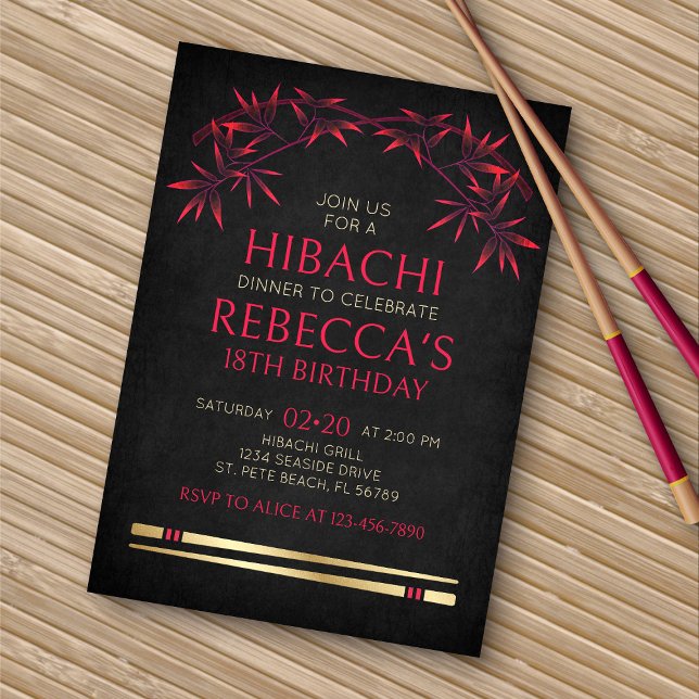 Invitación Cena de cumpleaños de Hibachi (Subido por el creador)
