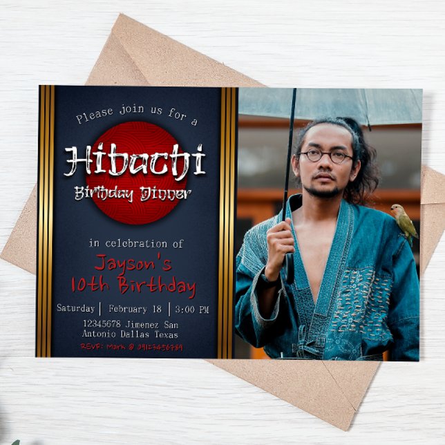 Invitación Cena de cumpleaños de Hibachi con foto (Subido por el creador)