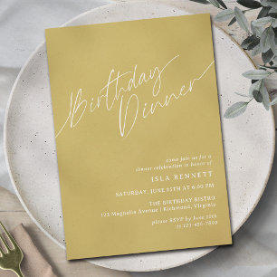 Invitación Cena de cumpleaños de Mostaza Amarillo Simple Boho