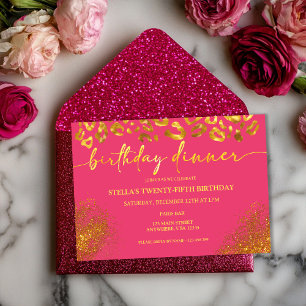Invitación Cena de cumpleaños de oro rosado caliente