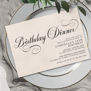 Invitación Cena de cumpleaños estilo vintage elegante de marf