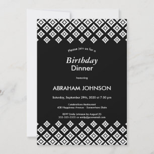 Invitación Cena de cumpleaños geométrica moderna y blanca neg