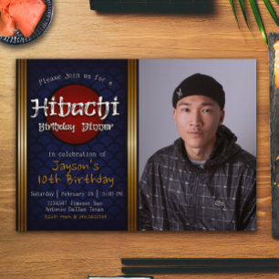 Invitación Cena de cumpleaños Hibachi con foto