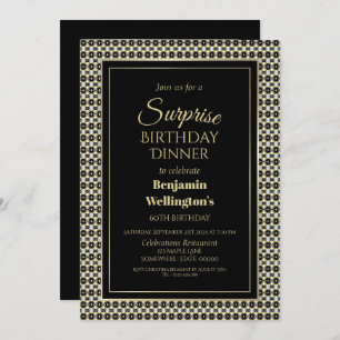 Invitación Cena de cumpleaños número 60 de Black White and Go