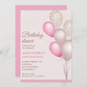 Invitación Cena de cumpleaños rosado 69