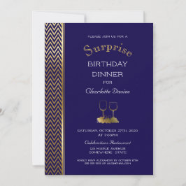 Invitación Cena de cumpleaños sorpresa de Navy Blue y Gold
