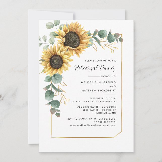 Invitación Cena de degustación de crema floral de girasol (Anverso)
