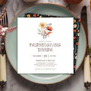 Invitación Cena de Día de Acción de Gracias de Flor Silvestre