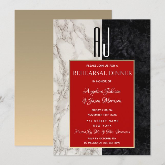 Invitación Cena de elegante caligrafía (Anverso / Reverso)