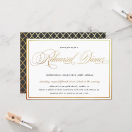 Invitación Cena de elegante caligrafía de oro