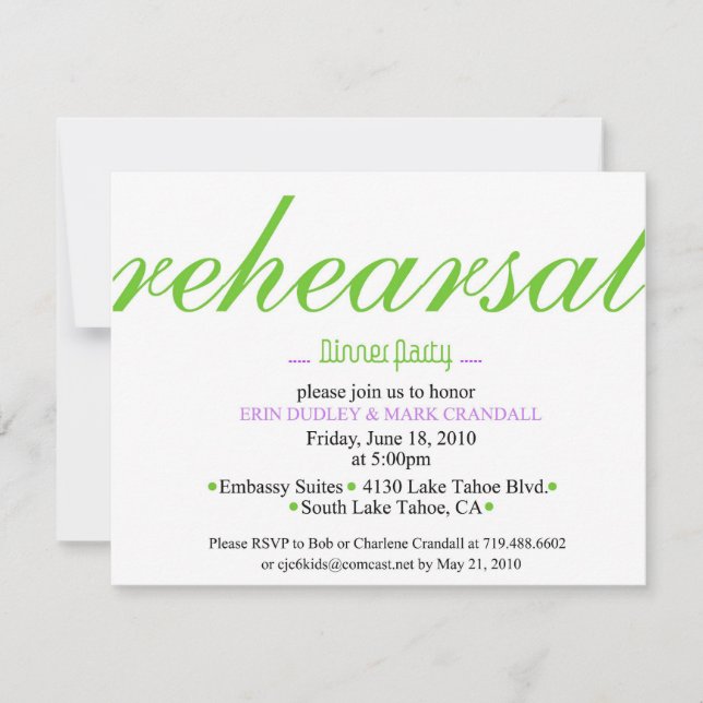 Invitación Cena de ensayo (Anverso)