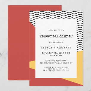 Invitación Cena de ensayo al estilo de Memphis del Pop art de