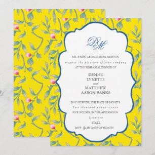 Invitación Cena de ensayo amarillo llamativo