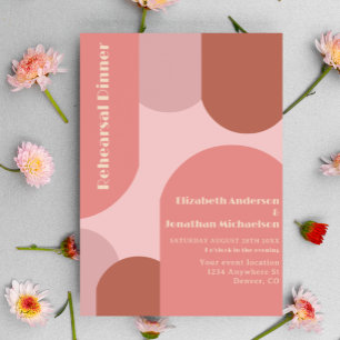 Invitación Cena de Ensayo Arcos Retro Coral Rosa