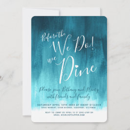 Invitación Cena de ensayo artístico verde azulado antes de in