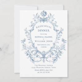 Invitación Cena de ensayo azul de Grace Dusty Ornate Victoria